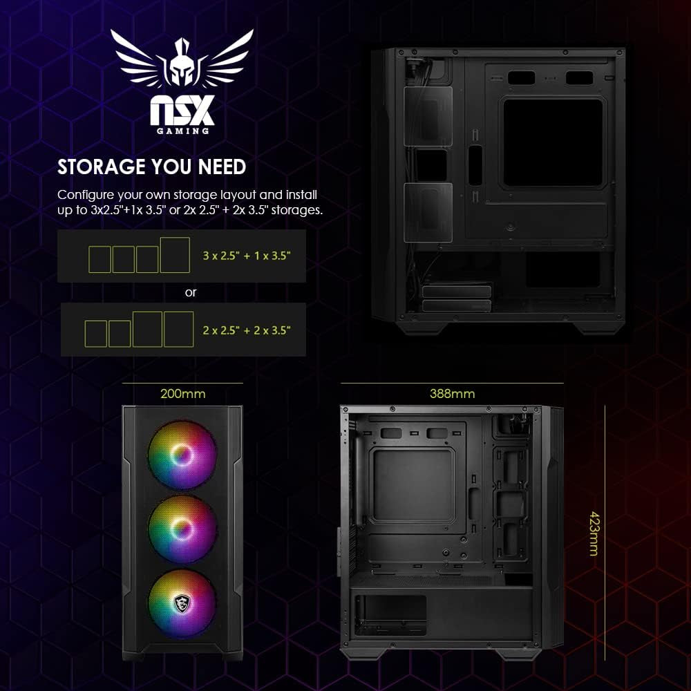 Raptor Desktop (AMD Ryzen 7 5700G 4.6Ghz NVIDIA, 16GB 2 * 8 GB DDR4 3600, 512Gb M2 NVME SSD, RGB Fans, W11, Wifi Ready, Mouse and Keyboard)