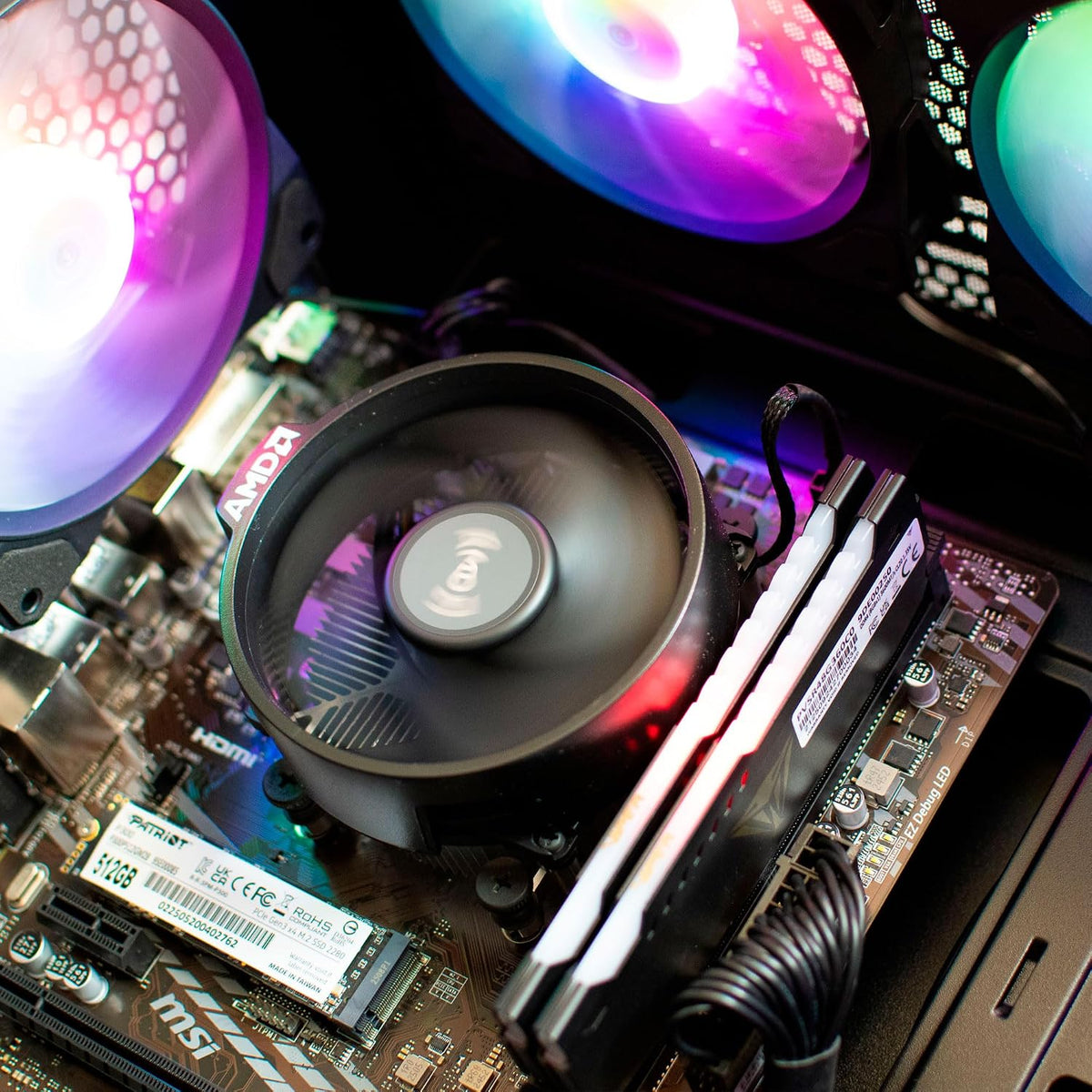 Raptor Desktop (AMD Ryzen 7 5700G 4.6Ghz NVIDIA, 16GB 2 * 8 GB DDR4 3600, 512Gb M2 NVME SSD, RGB Fans, W11, Wifi Ready, Mouse and Keyboard)